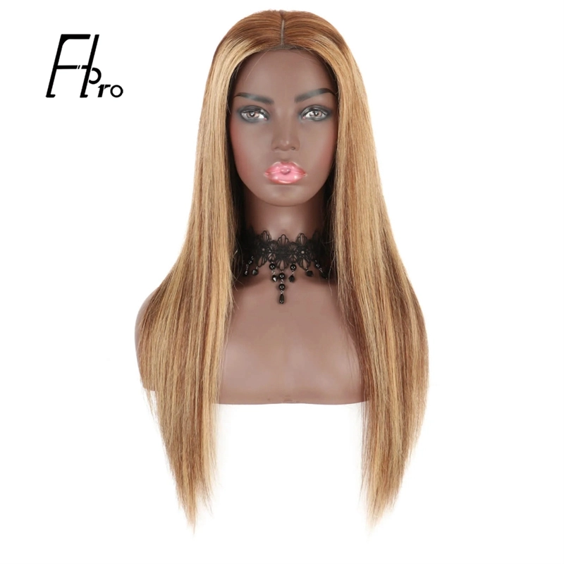 4x4 Lace Closure Wig Straight Human Hair Wig Pre Plucked Mix Color